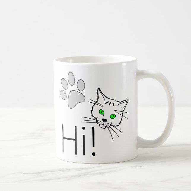 Caneca De Café Gato - Olá! (Direita)