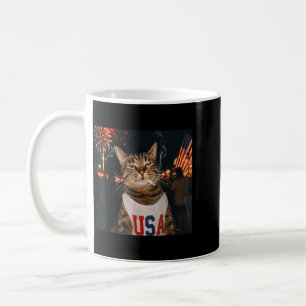 Caneca De Café Gato Patriótico de 4 de Julho Fumando Cigarro 250 