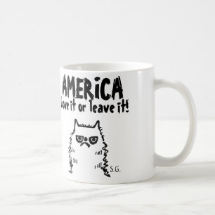 Caneca De Café Gato patriótico engraçado, amor de América ele ou…