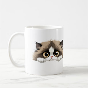 Caneca De Café Gato Peeking Bonito Adorável Pet De Cartografia De