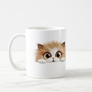Caneca De Café Gato Peeking Bonito Adorável Pet De Cartografia De