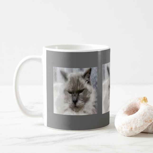 Caneca De Café Gato Persa Branco Em Aquarela (Com Donut)