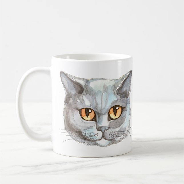 Caneca De Café Gato persa de aquarela (Esquerda)