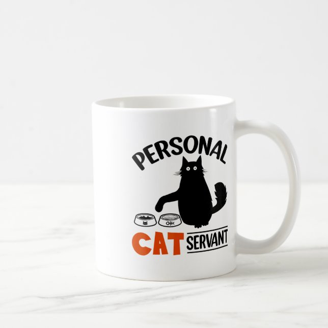 Caneca De Café Gato Pessoal Negro Engraçado (Direita)