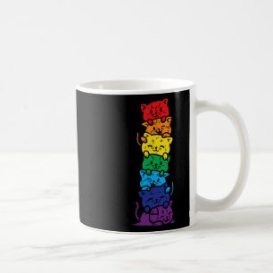 Caneca De Café Gato Pilha Arco-Íris Orgulho Gay Fofo Lgbt Animal