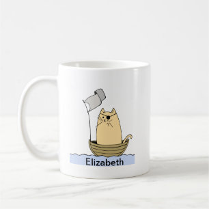 Caneca De Café Gato Pirata Cute Personalizado