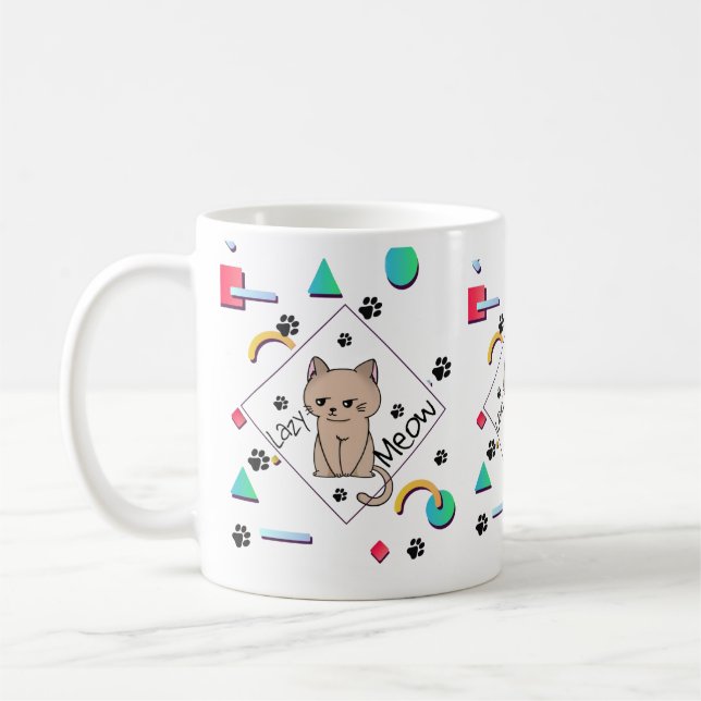 Caneca De Café Gato Preguiçoso – Melhor Design de Gato Preguiçoso (Esquerda)