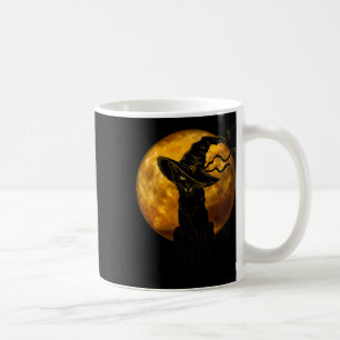 Caneca De Café Gato Preto Assustador Da Vintagem Com Lua Cheia De