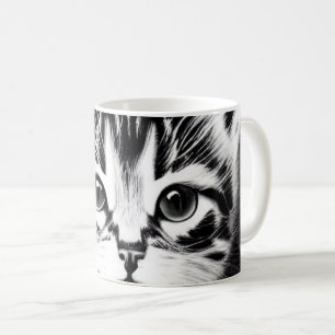 Caneca De Café Gato preto branco adorável presente de voz de gati