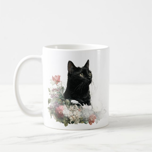 Caneca De Café Gato Preto Caprichoso (Esquerda)