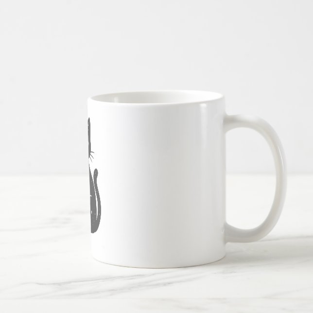 Caneca De Café Gato Preto Celestial com Lua Crescente | Místico  (Direita)
