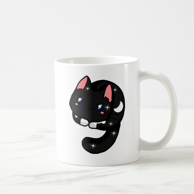 Caneca De Café Gato Preto Celestial para Pentes de Gato e Estrela (Direita)