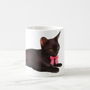 Caneca de Café Gato Preto, Cerâmica de Duas Cores,