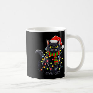 Caneca De Café Gato Preto Chapéu de Natal do Papai Noel Engraçado