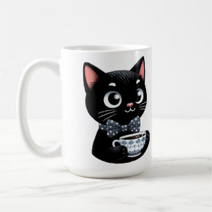 Caneca De Café Gato Preto Com Arco