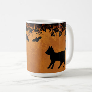 Caneca De Café Gato Preto com Bat, Feliz Dia das Bruxas