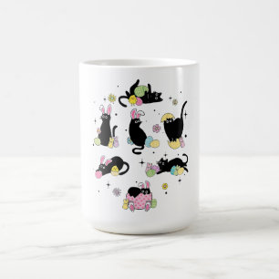 Caneca De Café Gato Preto com Ovos de Coelho