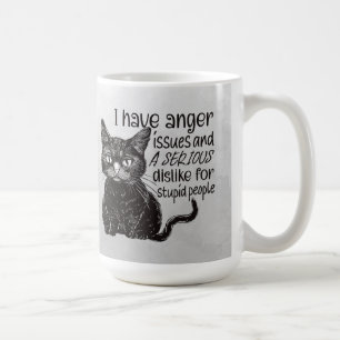Caneca De Café Gato Preto Com Problemas de Raiva