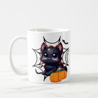Caneca De Café Gato Preto com Pumpkins e Sangue-Aranha Mug