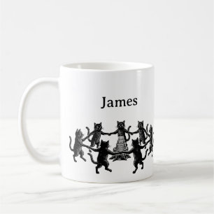 Caneca De Café Gato Preto Dança Pegan Nome Personalizado Goth