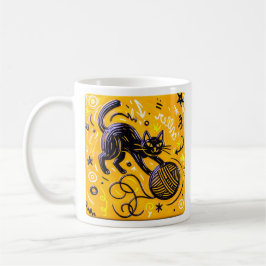 Caneca De Café Gato Preto de Duas Cores