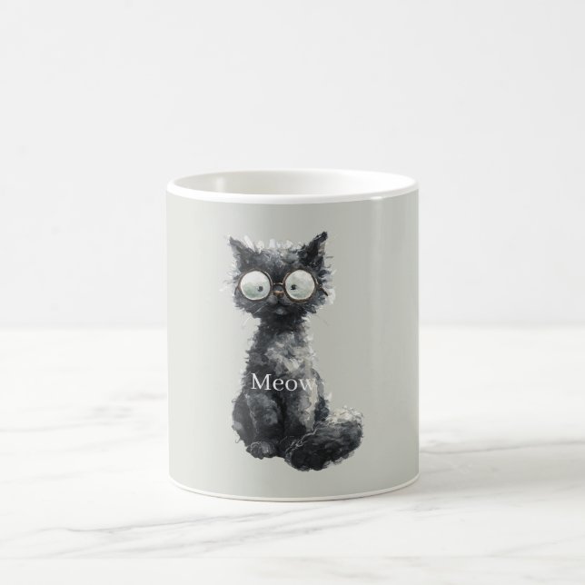 Caneca De Café Gato Preto de Óculos (Centro)