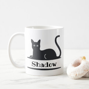 Caneca De Café Gato Preto Deitado Monogramado