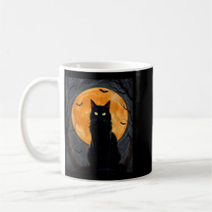 Caneca De Café Gato Preto Dia das Bruxas Lua Assustadora Amantes