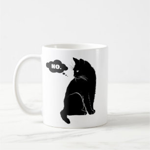 Caneca De Café Gato Preto Diz Não – Mãe de Gato Engraçada 