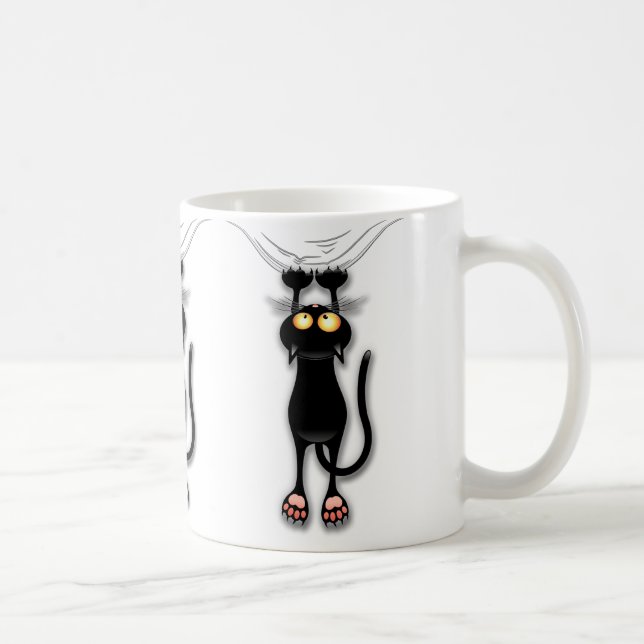 Caneca De Café Gato preto do divertimento que cai para baixo (Direita)