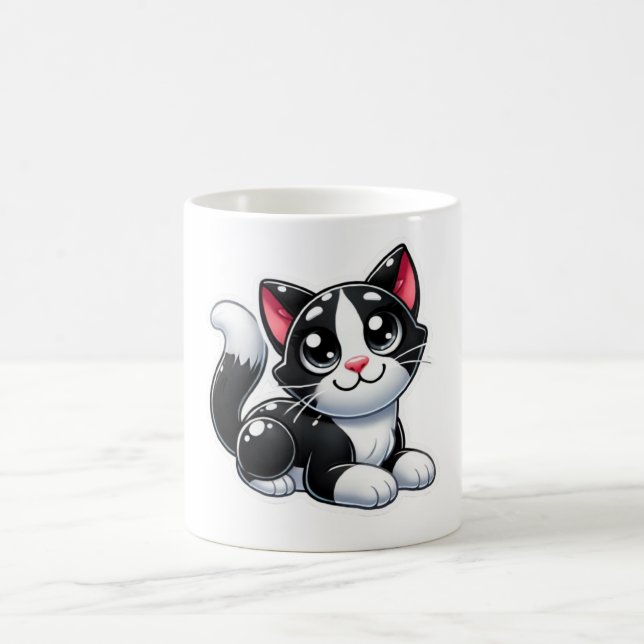 Caneca De Café Gato Preto e Branco (Centro)
