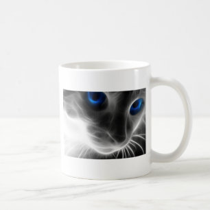 Caneca De Café Gato preto e branco Eyed azul do gatinho