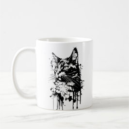 Caneca De Café Gato preto e branco Splash