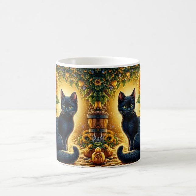 Caneca De Café Gato Preto e Girassóis (Centro)