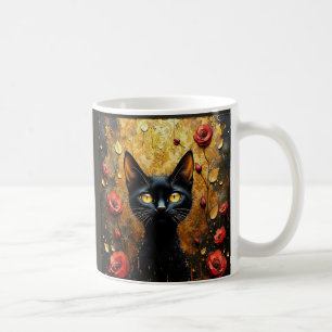 Caneca De Café Gato Preto e Rosas