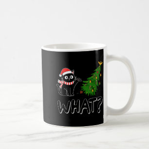 Caneca De Café Gato Preto Engraçado Árvore de Natal Natal Alegre 
