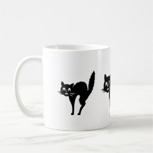 Caneca De Café gato preto engraçado com rajada atrás do halloween