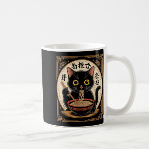 Caneca De Café Gato preto engraçado comendo macarrão ramen japonê