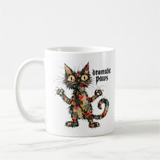 Caneca de Café Gato Preto Engraçado Patas Dramátic