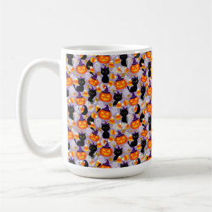 Caneca De Café Gato Preto Fofo, Abóboras e Milho Doce