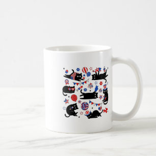 Caneca De Café Gato Preto Fofo Bandeira Dos EUA Foguete Patriótic