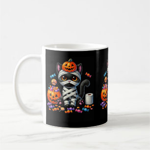 Caneca De Café Gato Preto Fofo de Halloween Abóbora Doces ou Trav
