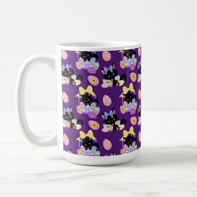 CANECA DE CAFÉ GATO PRETO FOFO DE PÁSCOA COM OVOS DE PÁSCOA (Esquerda)