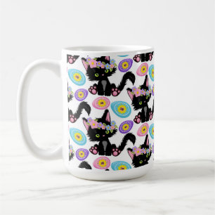 CANECA DE CAFÉ GATO PRETO FOFO DE PÁSCOA COM OVOS DE PÁSCOA
