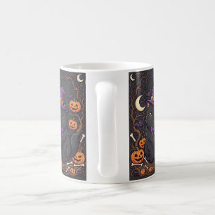 Caneca De Café Gato Preto Fofo do Halloween com Chapéu de Bruxa e