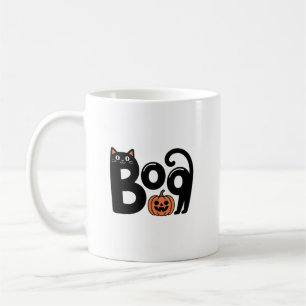 Caneca De Café Gato Preto Fofo e Assustador de Halloween Boo com