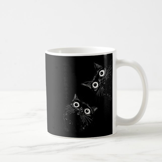 Caneca De Café Gato Preto Fofo e Assustador Observando Presentes  (Direita)