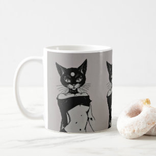 Caneca De Café Gato Preto Fofo Estética Gótica Anime