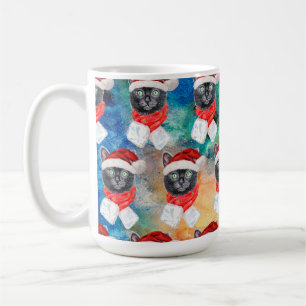Caneca De Café Gato Preto Fofo Natal Divertido Férias