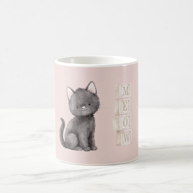 Caneca De Café Gato Preto Fofo Rosa Miau (Centro)